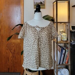 GAP | Womens 100% Cotton Blouse With Cheetah Prints, Size Small
